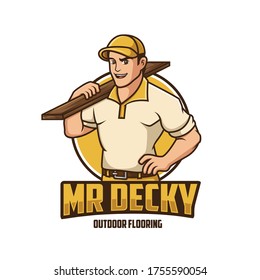 Flooring Man Mascot Logo Cartoon