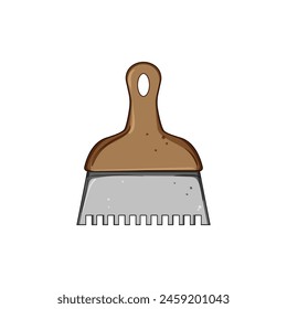 flooring notched trowel cartoon. construction adhesive, mortar installation, masonry spreader flooring notched trowel sign. isolated symbol vector illustration