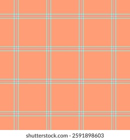 Flooring plaid texture tartan, folklore fabric vector background. Bag textile check pattern seamless in pastel and light salmon colors palette.