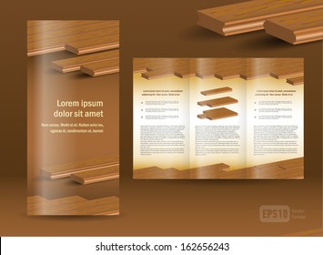  flooring plank brochure design template folder leaflet element timber parquet color brown