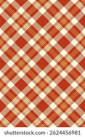 Flooring tartan background texture, stitched pattern plaid textile. Quiet vector seamless check fabric in red and cornsilk colors palette.