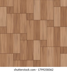 Flooring wooden seamless pattern. Floor wood parquet. Design laminate. Parquet rectangular tessellation. Floor tile parquetry plank. Hardwood tiles. Rectangles slabs brown wooden. Vector background