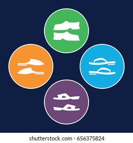 Flop icons set. set of 4 flop filled icons such as slippers