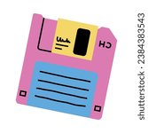 Floppy as Data Storage and Bright Item from Nineties Vector Illustration