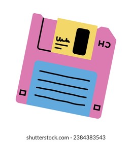 Floppy as Data Storage and Bright Item from Nineties Vector Illustration