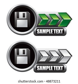 floppy disc green and white arrow nameplate banners
