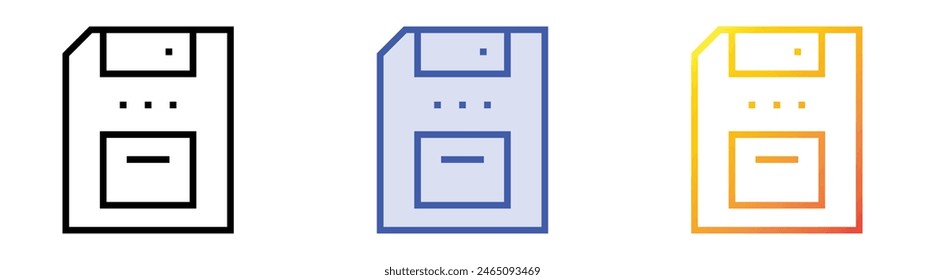 floppy disc icon. Linear, Blue Fill and Gradient Style Design Isolated On White Background