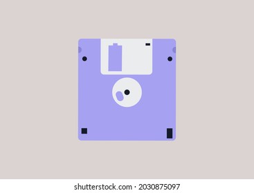 Floppy Disc Icon, Old Technologies, Flat Vector Illustration