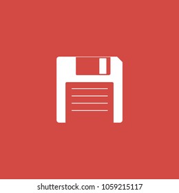 floppy disc icon. sign design. red background