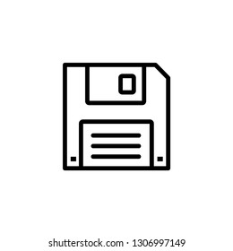 Floppy Disc Line Icon In Flat Style Vector For App, UI, Websites. Black Icon Vector Illustration.