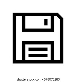 Floppy disc mini line, icon, background and graphic. The icon is black and white, linear  flat, vector, pixel perfect, minimal, suitable for web and print. 