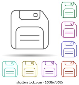 Floppy disc multi color icon. Simple thin line, outline vector of web icons for ui and ux, website or mobile application