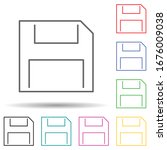 Floppy disc multi color set icon. Simple thin line, outline vector of web icons for ui and ux, website or mobile application