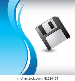 floppy disc on blue wave background
