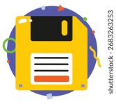 Floppy Disc Vector Illustration. Flat Minimal Design. Editable Illustration for Web, Mobile, Print