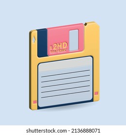 Diskette. 3D-Illustration auf blauem Hintergrund.