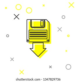 Floppy disk backup line icon isolated on white background. Diskette sign. Vector Illustration