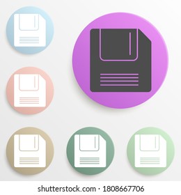 Floppy Disk badge color set. Simple glyph, flat vector of web icons for ui and ux, website or mobile application