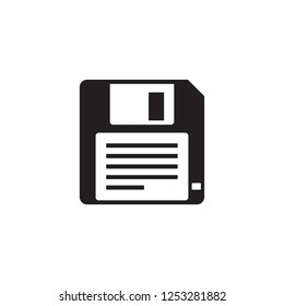 Floppy disk - black icon on white background vector illustration for website, mobile application, presentation, infographic. Diskette savecon cept sign. Graphic design element. 