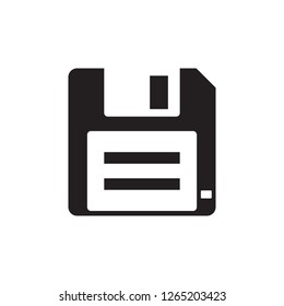 Floppy disk - black icon on white background vector illustration for website, mobile application, presentation, infographic. Diskette savecon cept sign. Graphic design element. 