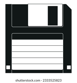 Floppy disk - black and white vector illustration of floppy diskette, isolated on white background