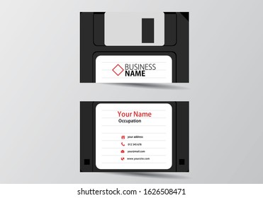 Floppy disk business card. visiting card template two sides