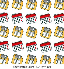 floppy disk and calendar pattern background