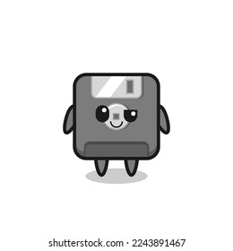 caricatura de disquete con una expresión arrogante, diseño de estilo lindo para camiseta, pegatina, elemento logotipo