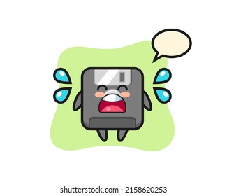 floppy disk cartoon illustration with crying gesture , cute style design for t shirt, sticker, logo element