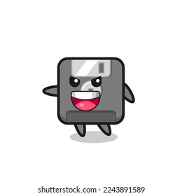floppy disk cartoon with very excited pose , cute style design for t shirt, sticker, logo element