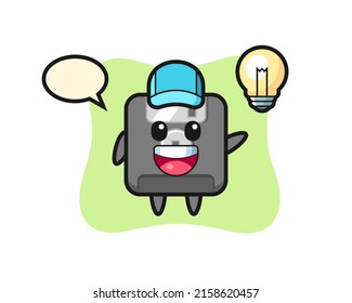 floppy disk character cartoon getting the idea , cute style design for t shirt, sticker, logo element