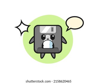 floppy disk character cartoon with shocked gesture , cute style design for t shirt, sticker, logo element