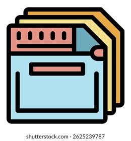 Floppy disk collection icon. Outline floppy disk collection vector icon color flat isolated