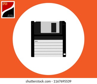 floppy disk for a computer in a circle with a sign