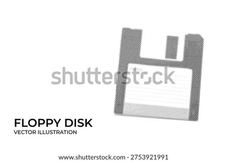 Floppy Disk Data Storage icon. Triangular Halftone Vector. Halftone Floppy Disk sticker elements for collage on a white background. Retro diskette realistic triangular halftone illustration