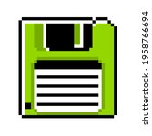 Floppy Disk Diskette Magnetic Data Storage 8bit Pixel Art