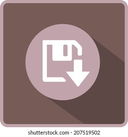 floppy disk download. Flat modern web button