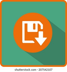 floppy disk download. Flat modern web button