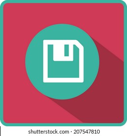 floppy disk download. Flat modern web button.