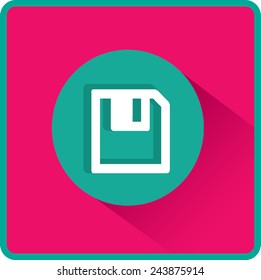 Floppy disk download. Flat modern web button