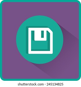 Floppy disk download. Flat modern web button