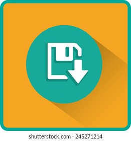 Descarga de disquetes. Botón web moderno plano