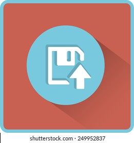 Floppy disk download. Flat modern web button