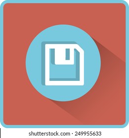 Floppy disk download. Flat modern web button