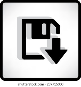 Floppy disk download. Flat modern web button