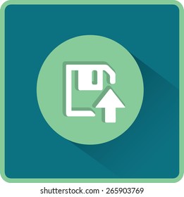 Floppy disk download. Flat modern web button