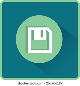 Floppy disk download. Flat modern web button