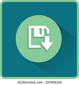 Floppy disk download. Flat modern web button