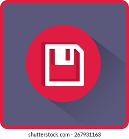 Floppy disk download. Flat modern web button