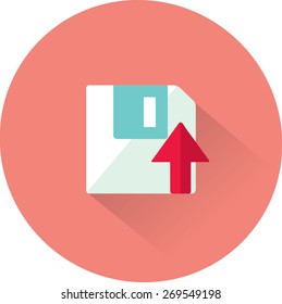 Descarga de disquetes. Botón web moderno plano